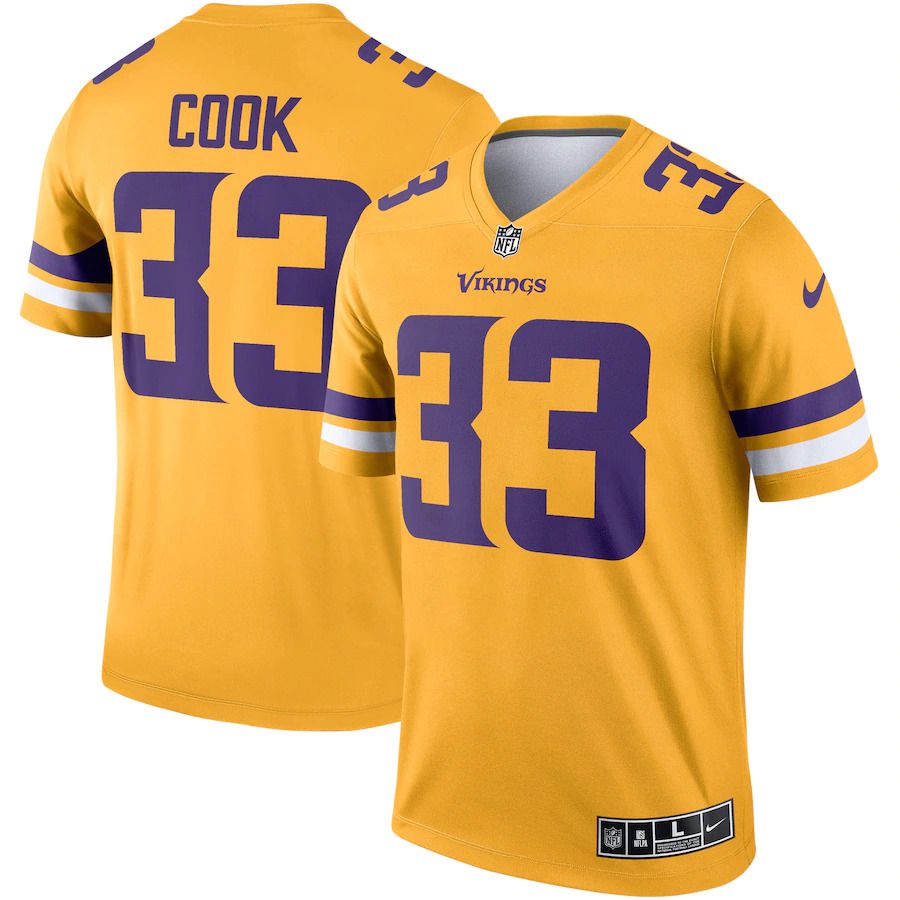 Men Minnesota Vikings 33 Dalvin Cook Nike Gold Inverted Legend NFL Jersey